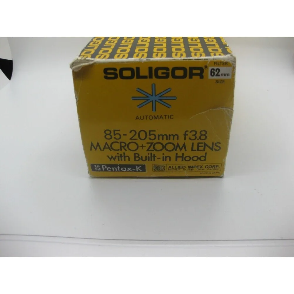 Vintage Soligor MC Macro Zoom 85-205mm Lens f3.8 No.3775036 62mm Fits Minolta-MD